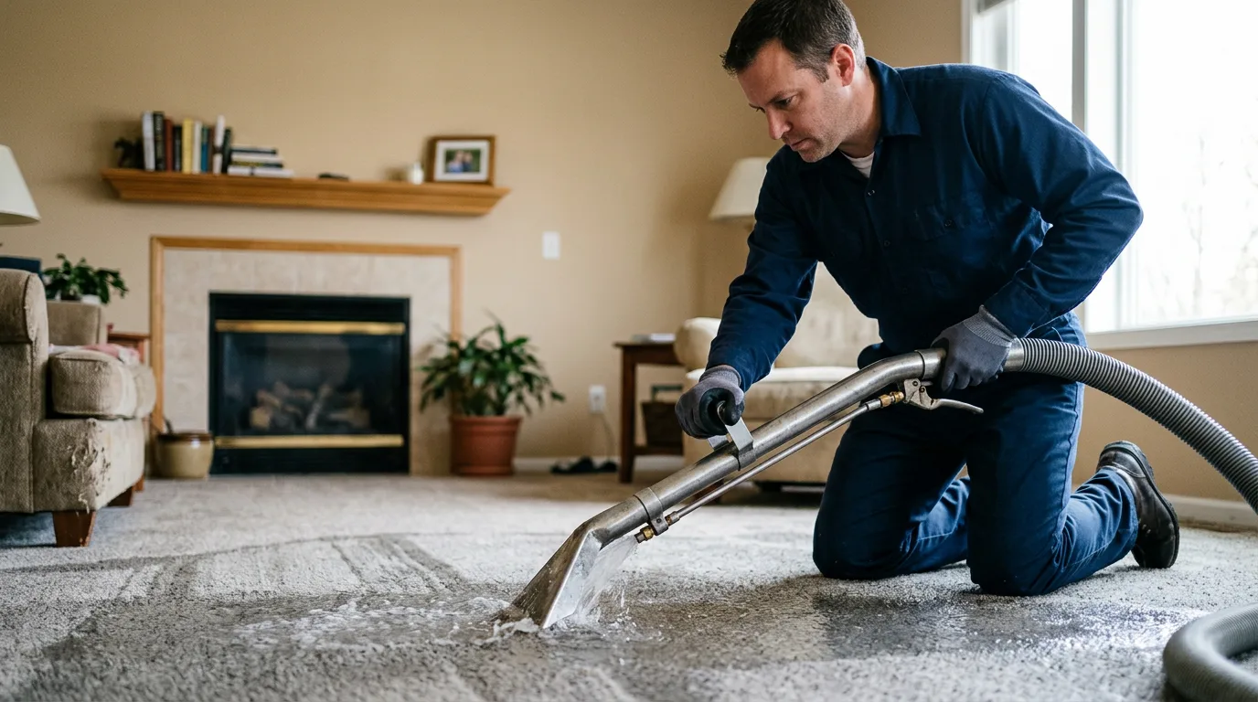 Water damage restoration technician working near Piney Woods, MS